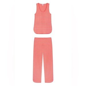 Lake pajamas orange/white tank and long pants set